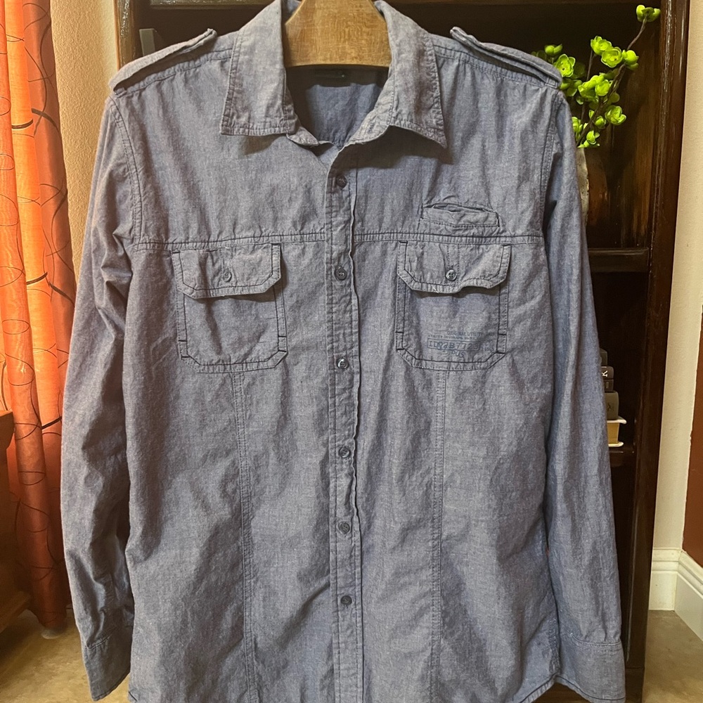 Burnside Men Button Down Casual Long Sleeve Shirt XL